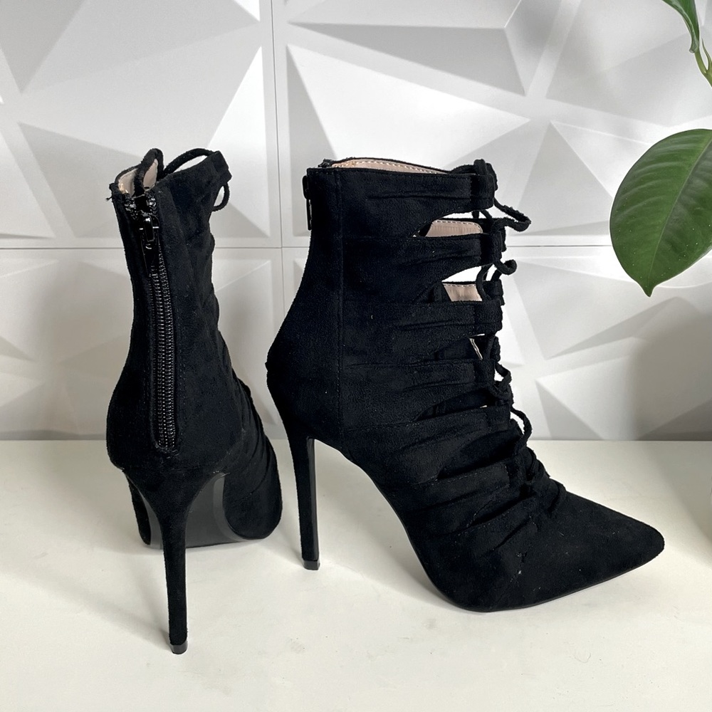 Suede Like Black Booties